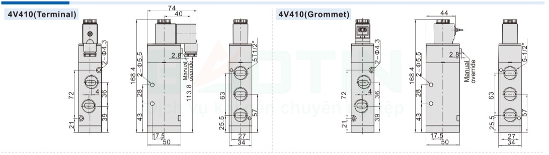 Cấu tạo van điện từ khí nén airtac 4v410-15
